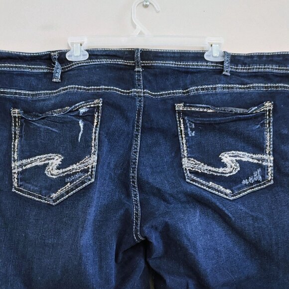 Silver Jeans Womens Size 24 Suki Capri Dark Wash Denim Cropped Distressed - Picture 3 of 4